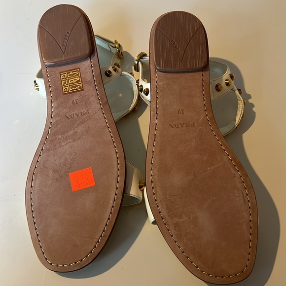 Prada White Sandals with Gold Hardware - Picture 5 of 5